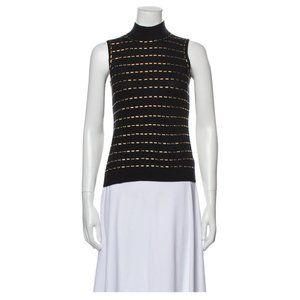 ST. JOHN Striped Mock Neck Top US small